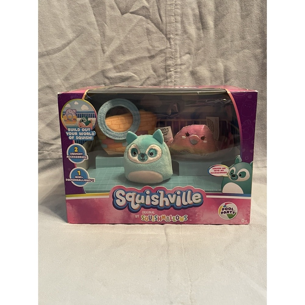 NEW Squishville Pool Party Squishmallows Character w/ Basket Swim Ring